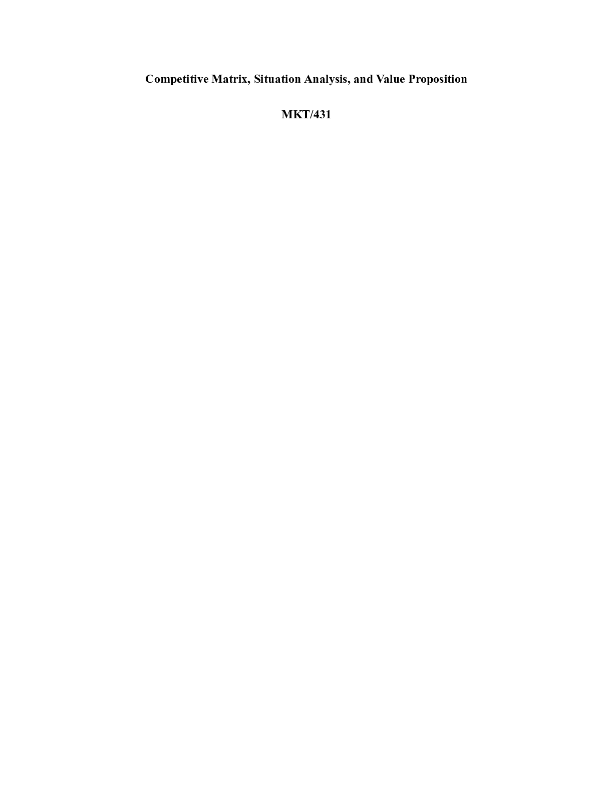Preview image of Competitive Matrix, Situation Analysis, Value Proposition.docx  Competitive Matrix, Situat document